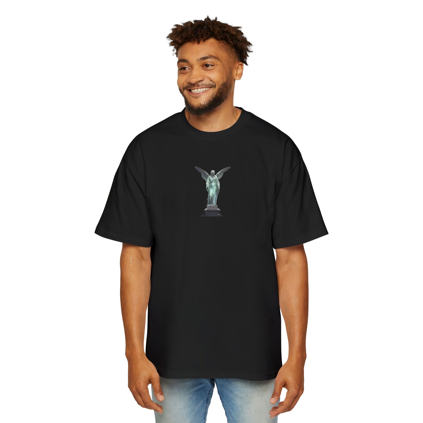 Men's Oversized Tee - Live by Faith, Not by Fear, Inspiring Graphic Tee