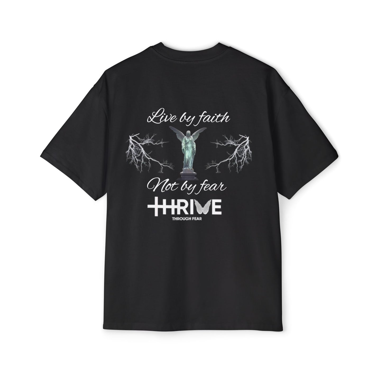 Men's Oversized Tee - Live by Faith, Not by Fear, Inspiring Graphic Tee