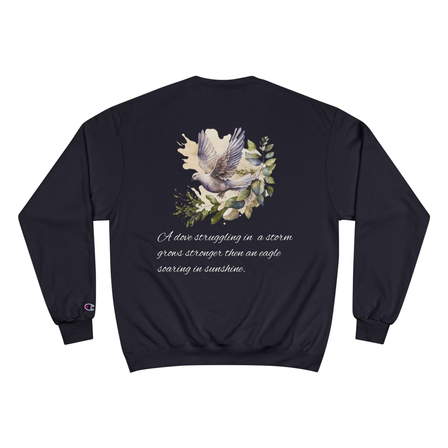 Inspirational Eagle Quote Champion Sweatshirt - Cozy Storm Vibe, Perfect for Resilience Enthusiasts