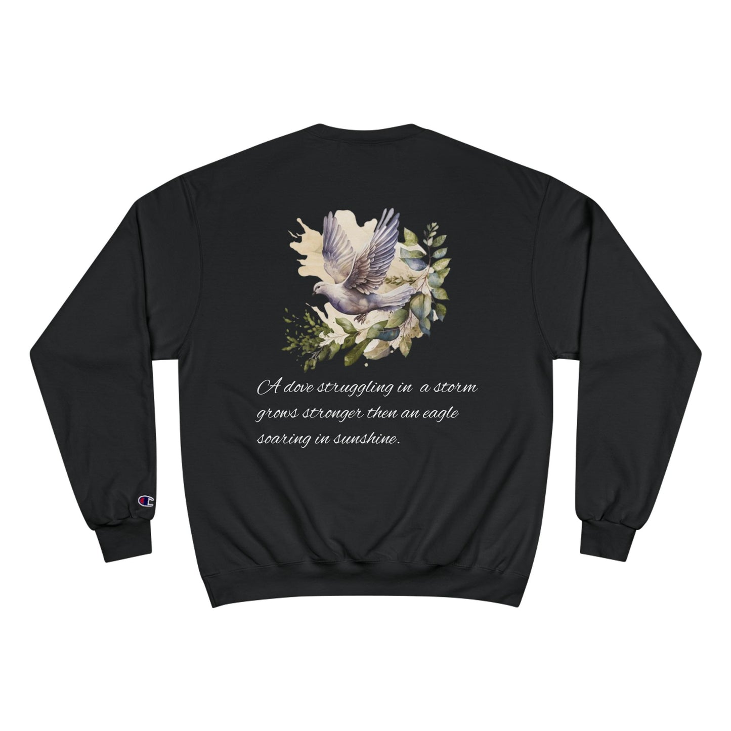 Inspirational Eagle Quote Champion Sweatshirt - Cozy Storm Vibe, Perfect for Resilience Enthusiasts